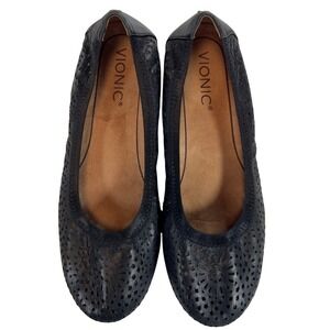 Vionic Black Leather Ballet Flats Women's Size 6.5 Comfort Arch Support